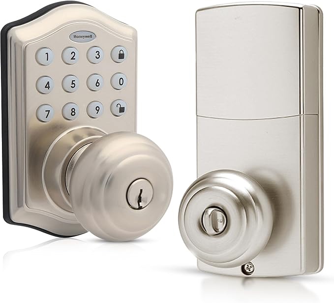 Honeywell Satin Nickel Digital Knob Electronic Keypad Entry Door Lock