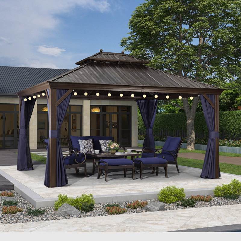 (incomplete box 3 of 4)Metal Patio Gazebo with 48 Ft String Lights