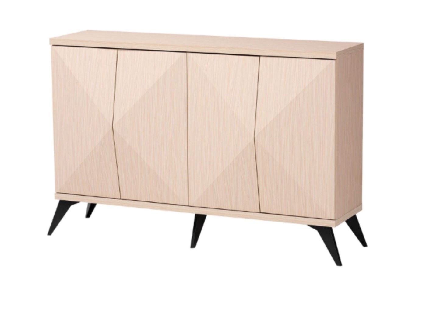 (INCOMPLETE) (BOX 2) Baxton Studio Draper 4 Door Sideboard Buffet in Light Brown & Black Wood