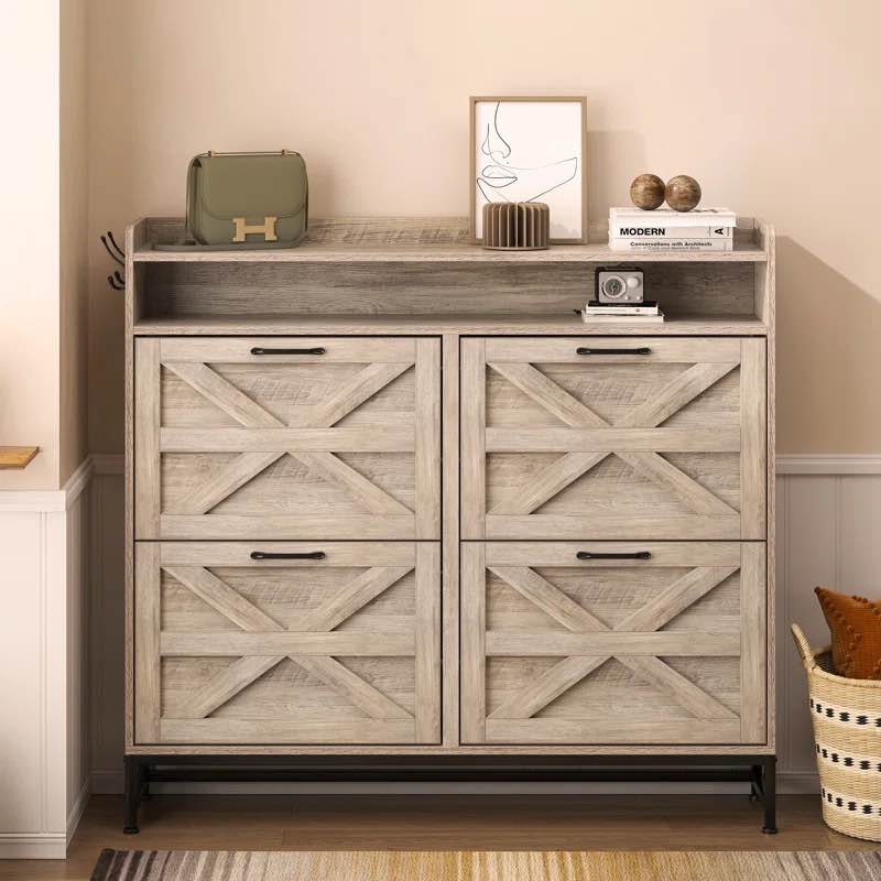 Farmhouse 24 Pair Shoe Storage Cabinet