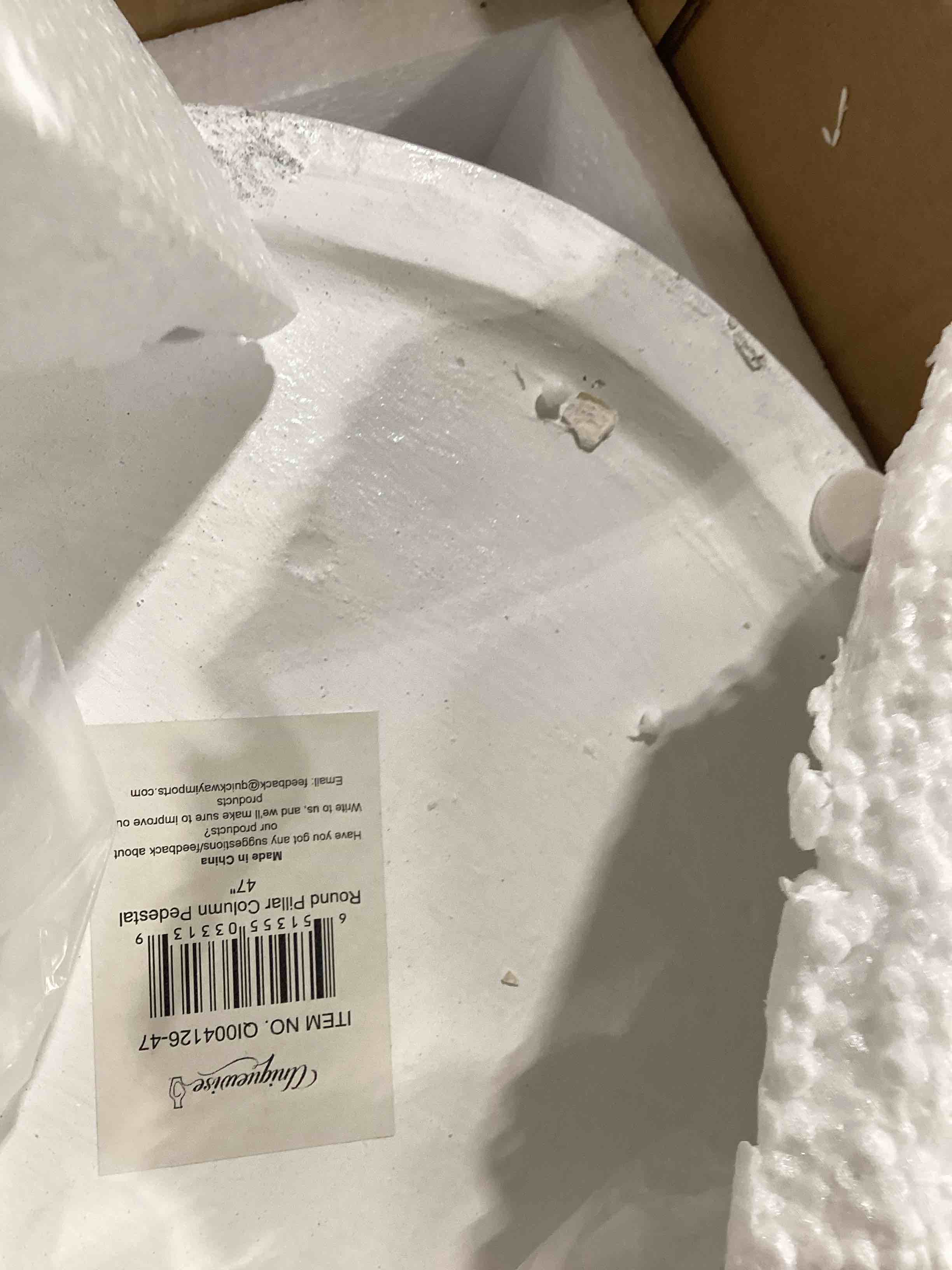 Condition photo showing As Is for Fiberglass Pillar Column Flower Stand -Photography Props - Cylinder Shape Versatile Pedestal Size: 40" H x 12" W x 12" D
