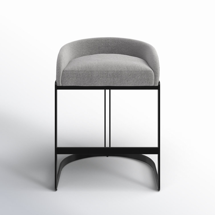 Bradley Upholstered Bar & Counter Stool Seat Height: Counter Stool (24.75" Seat Height), Upholstery: Light Grey Performance, Frame Color: Black
