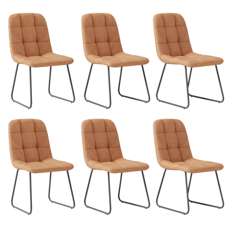 Faux Leather Tufted Dining Chairs, Modern Kitchen Chair Upholstered Side Chair with Carbon Steel Legs, Parsons Chair