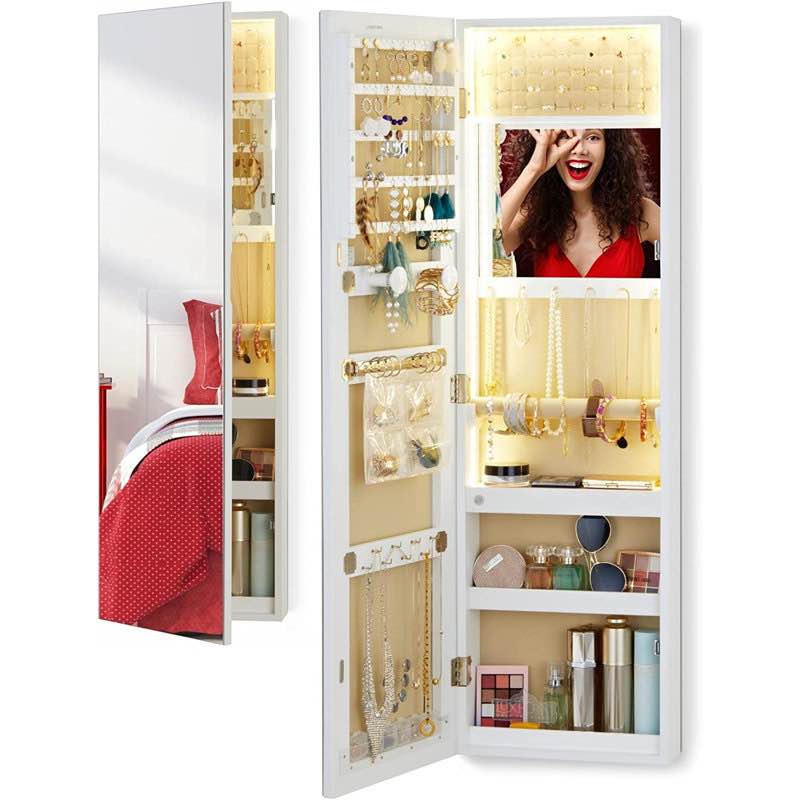 Naaliyah Hand Painted Jewelry Armoire with Mirror