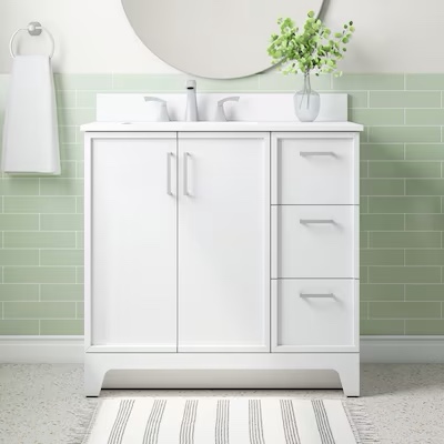 Style Selections Madix 36-in White Undermount Single Sink Bathroom Vanity with White Finish 