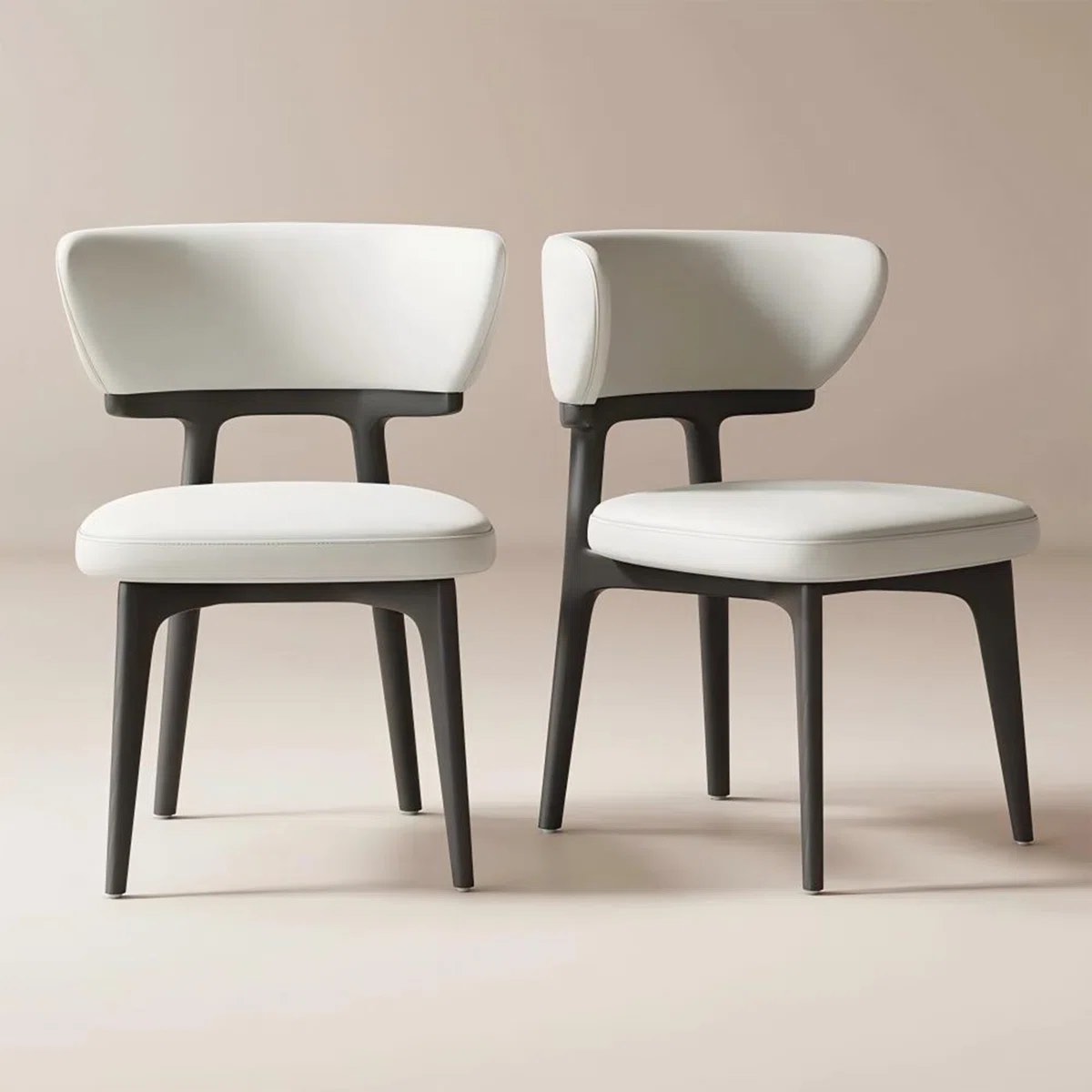 Modern Faux Leather Dining Chair, Side Chair with Black Wood Legs