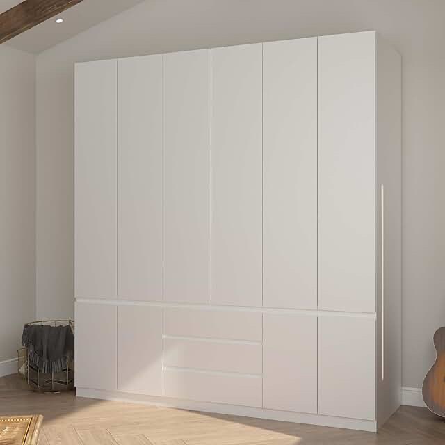Cosmo 100% Solid Wood 4-door Wardrobe Armoire