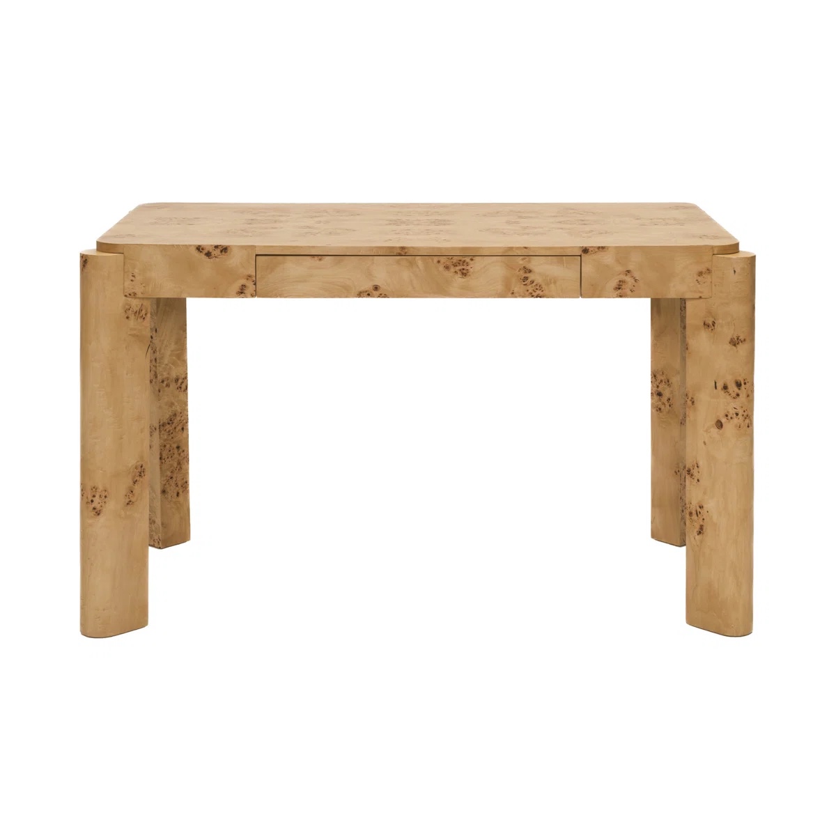 Loon Peak Jakus 49'' Maple Burl Desk Modern Vanity Table with Storage Drawers in Luxury Design