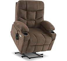 41 oversized power lift chair- Heated massage electric recliner MCombo Power Lift Recliner Chair with Extended Footrest for Elderly People, Fabric 7287 (Brown, Medium