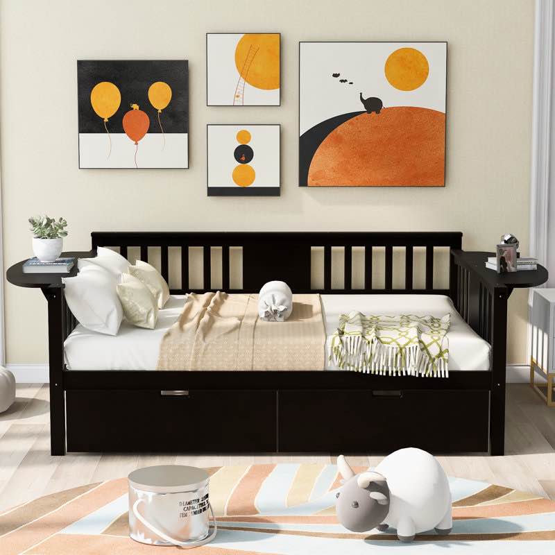 Rashann Daybed with Drawers Color: Espresso, Size: Twin