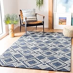 Safavieh Area Rug Micro Loop Collection Navy & Ivory 120”L x 96” W
