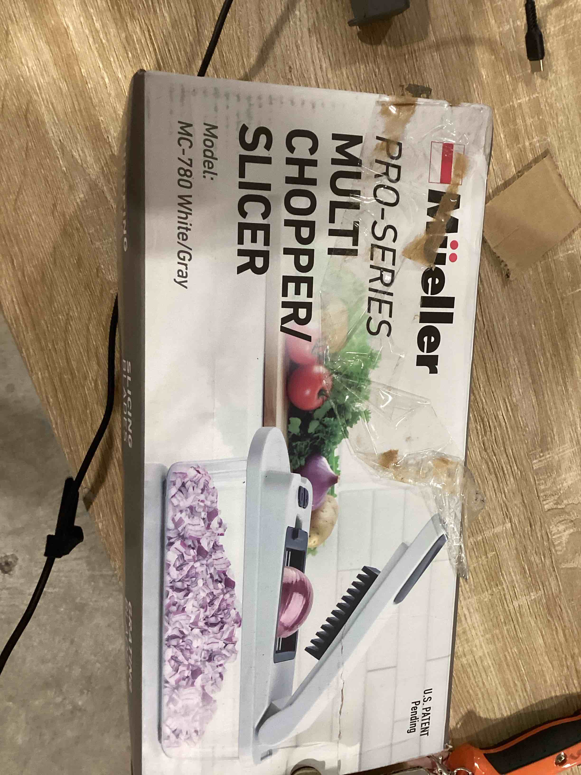 Mueller Pro-Series 10-in-1, 8 Blade Stainless Steel Multi Vegetable Chopper And Mandoline Slicer, Kitchen Accessories and Essentials, Food and Veggie Chopper, Mincer, Dicer, White Sand/Grey