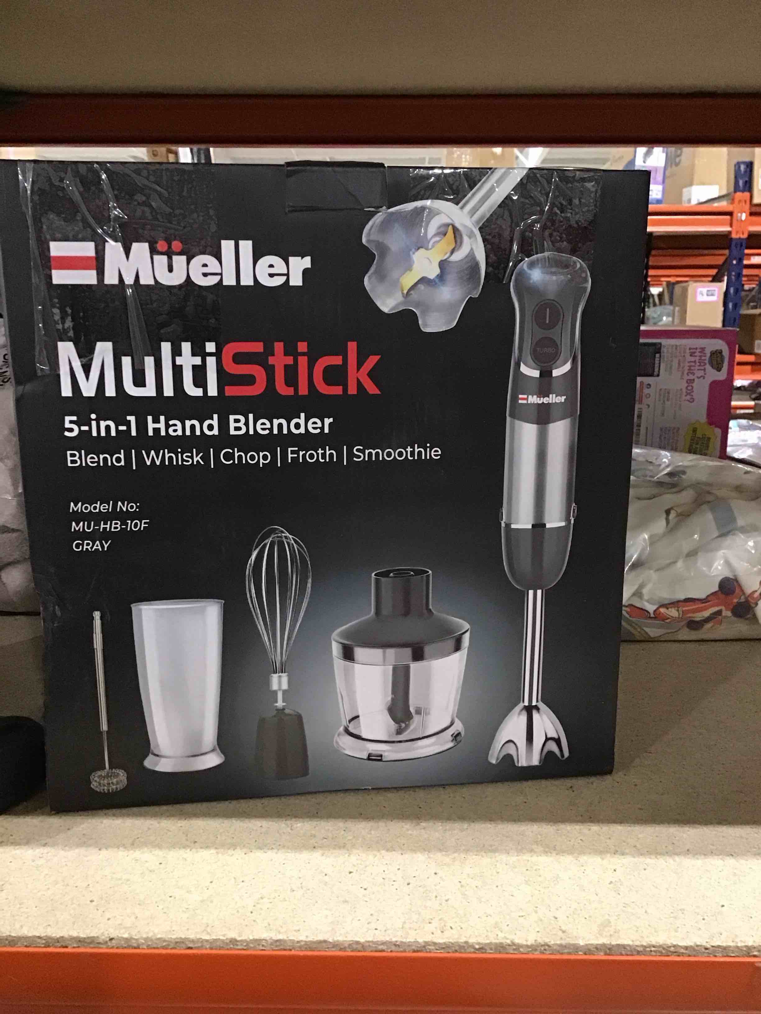 Mueller Multistick 800W 5-in-1 Immersion Blender Handheld, 12 Speed Hand Mixer - Turbo Boost, Heaviest Duty Copper Motor, Titanium Blades Hand Blender, Milk Frother Wand, Whisk, Kitchen Gadgets Black