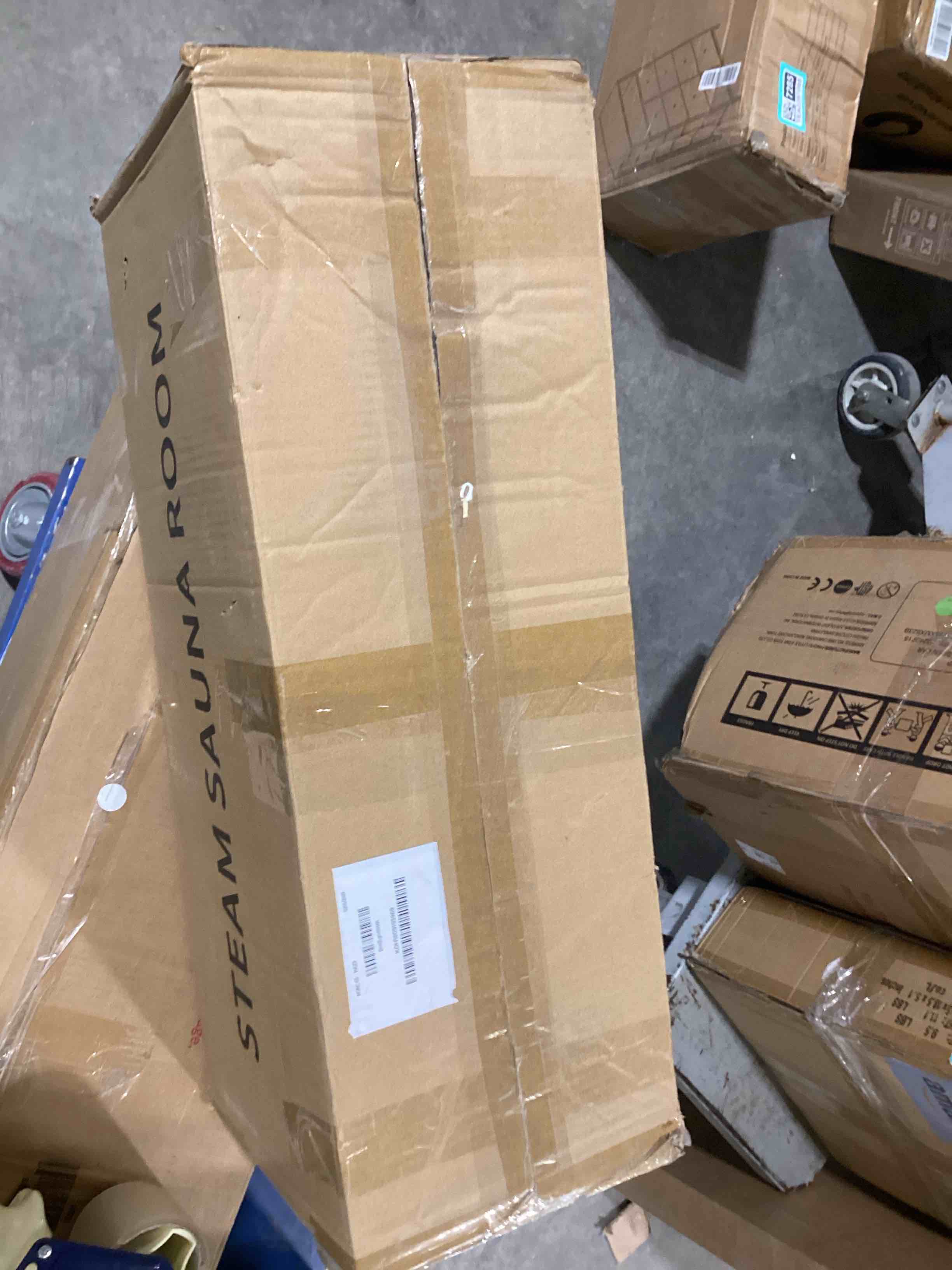 Condition photo showing As Is for Upgraded Portable Sauna for Home?Relaxation, Steam Sauna for Home with Steamer, Remote Control, Folding Chair, 9 Levels