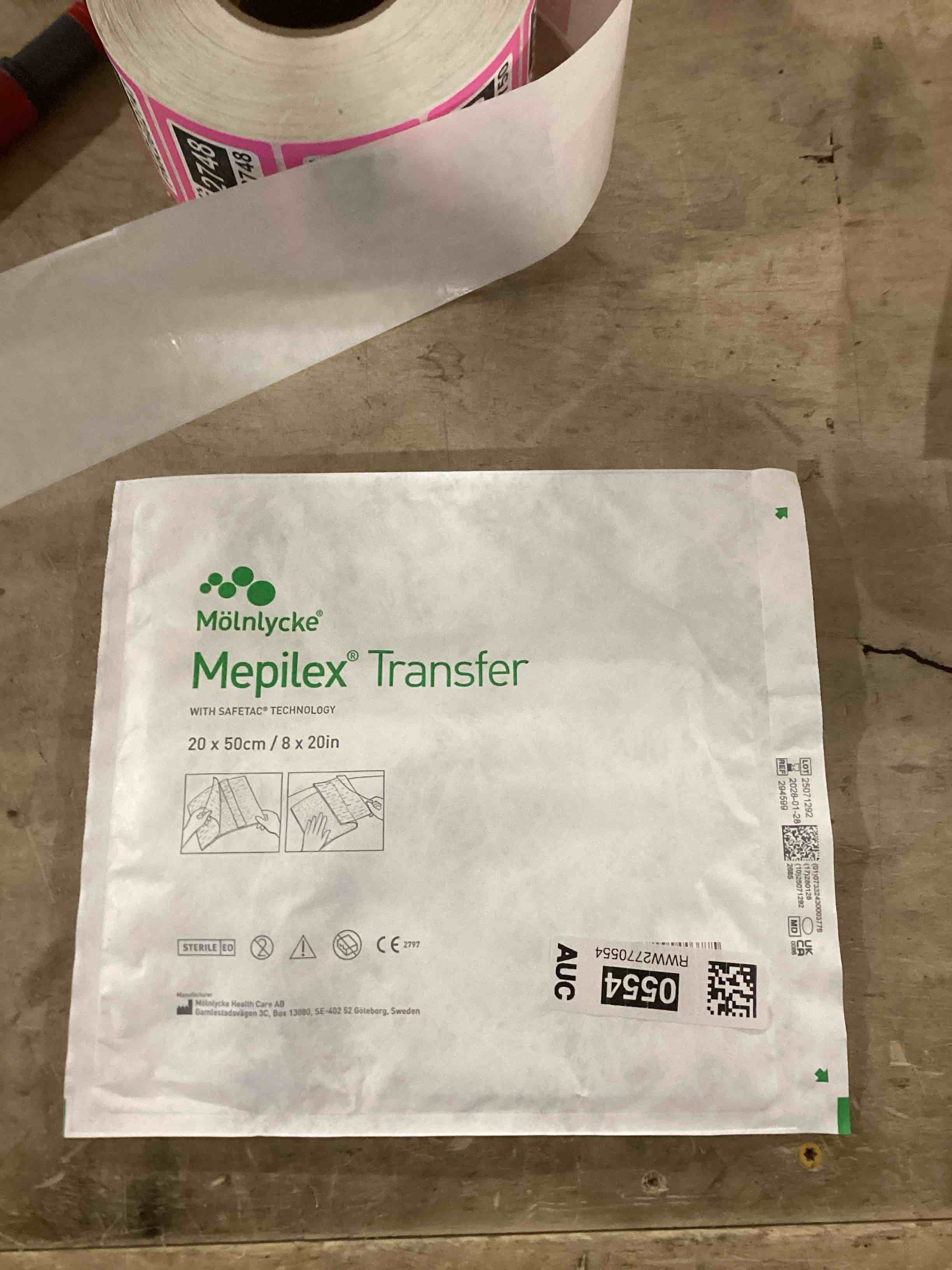 mepilex 294899 transfer soft silicone exudate transfer dressing, 8x20 size, each dressing
