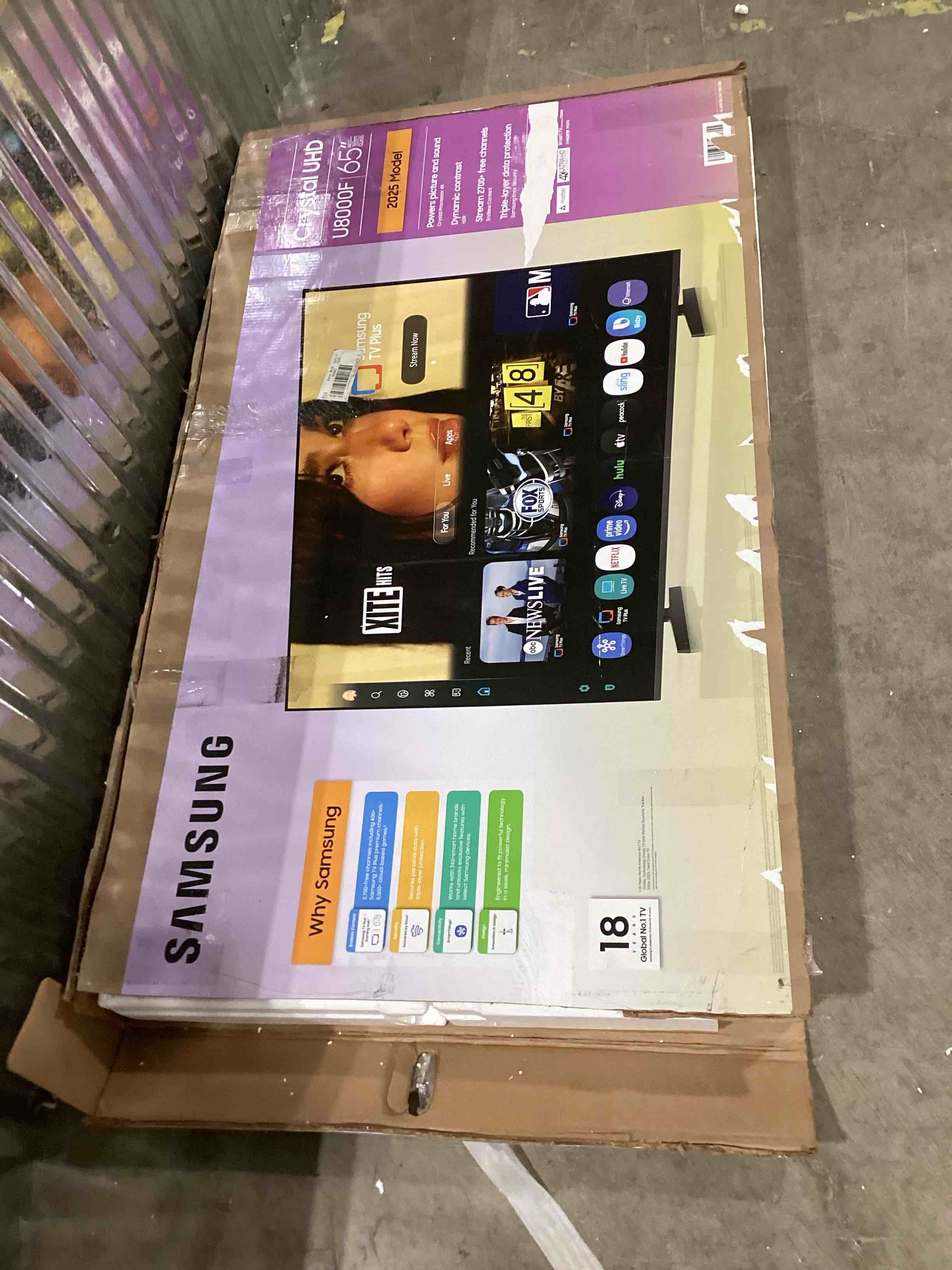 Condition photo showing As Is for Samsung 65-Inch Class Crystal UHD U8000F 4K Smart TV (2025 Model) Endless Free Content, Crystal Processor 4K, MetalStream Design, Knox Security, Alexa Built-in