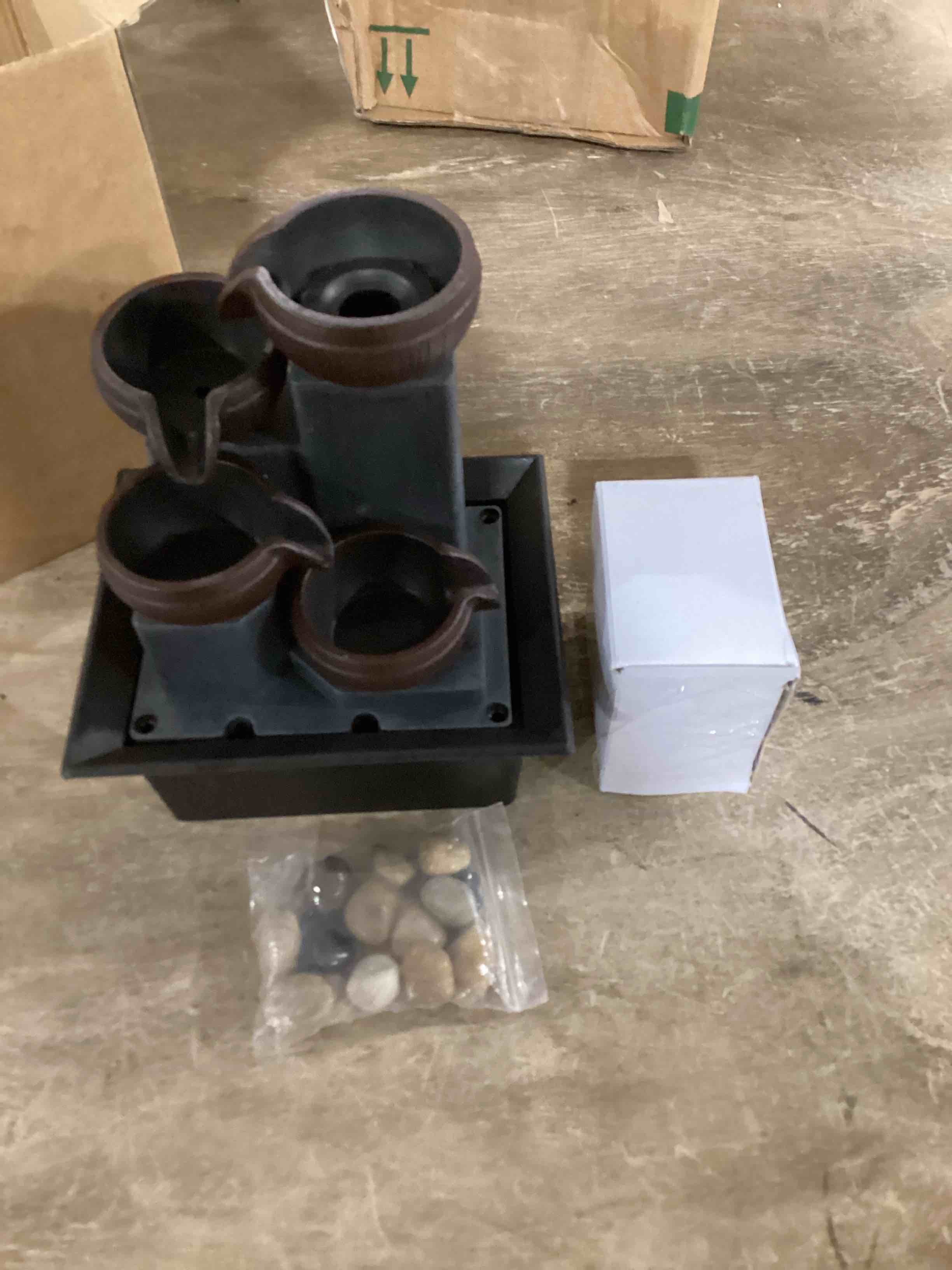 Condition photo showing item condition for Tabletop Fountain 4 Level Tabletop Waterfall Indoor Meditation Fountain Office Home Relax Desktop Waterfall Includes Many Natural River Rocks LED Lights Bubble Ball Great Choice as Festival Gifts
