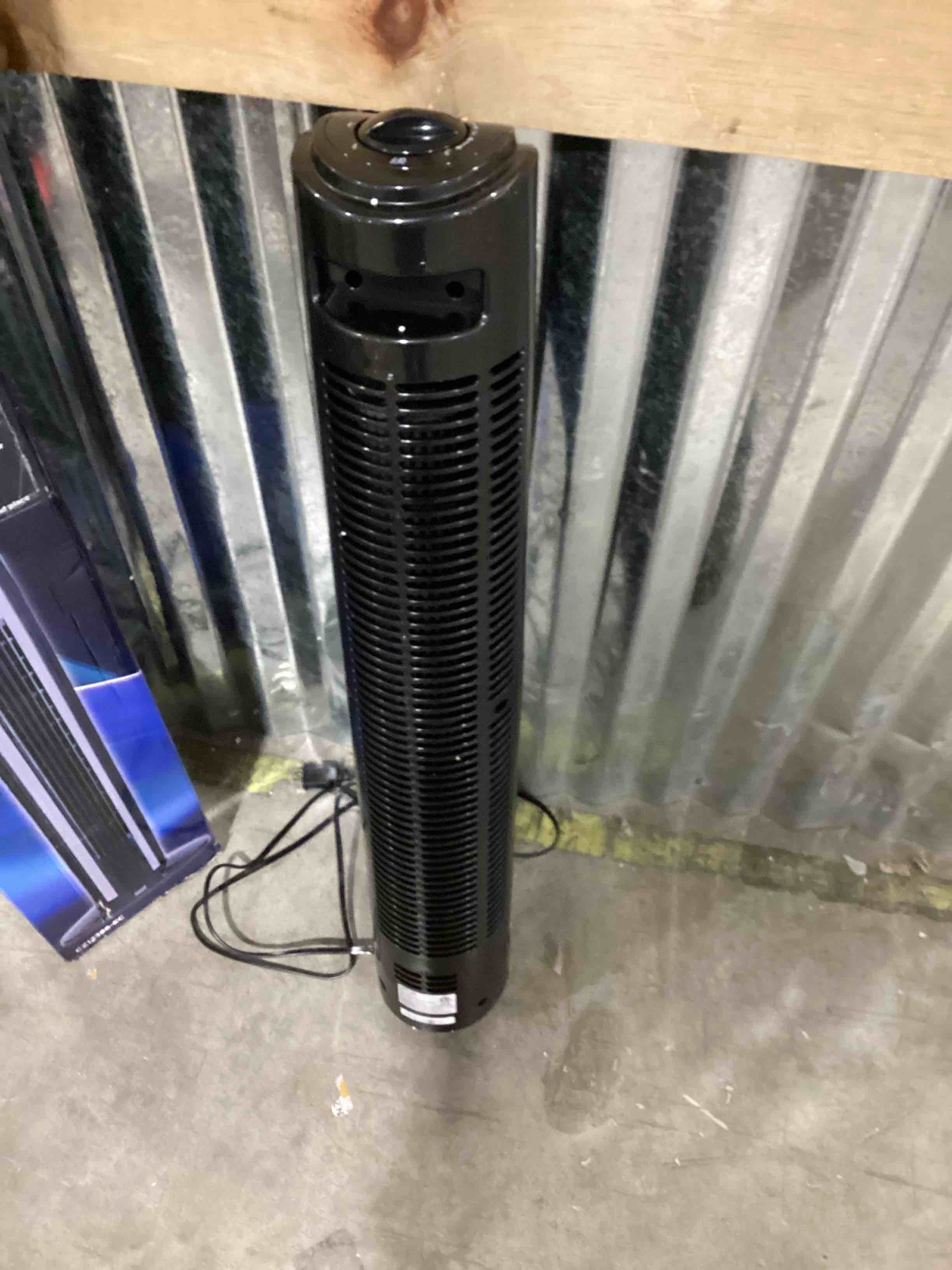 Condition photo showing As Is for Comfort Zone Tower Fan for Bedroom, 32 inch, 3 Speeds, 90 Oscillation, Bladeless Indoor Fan, Built in Carry Handle, Portable Stand Fan, Black