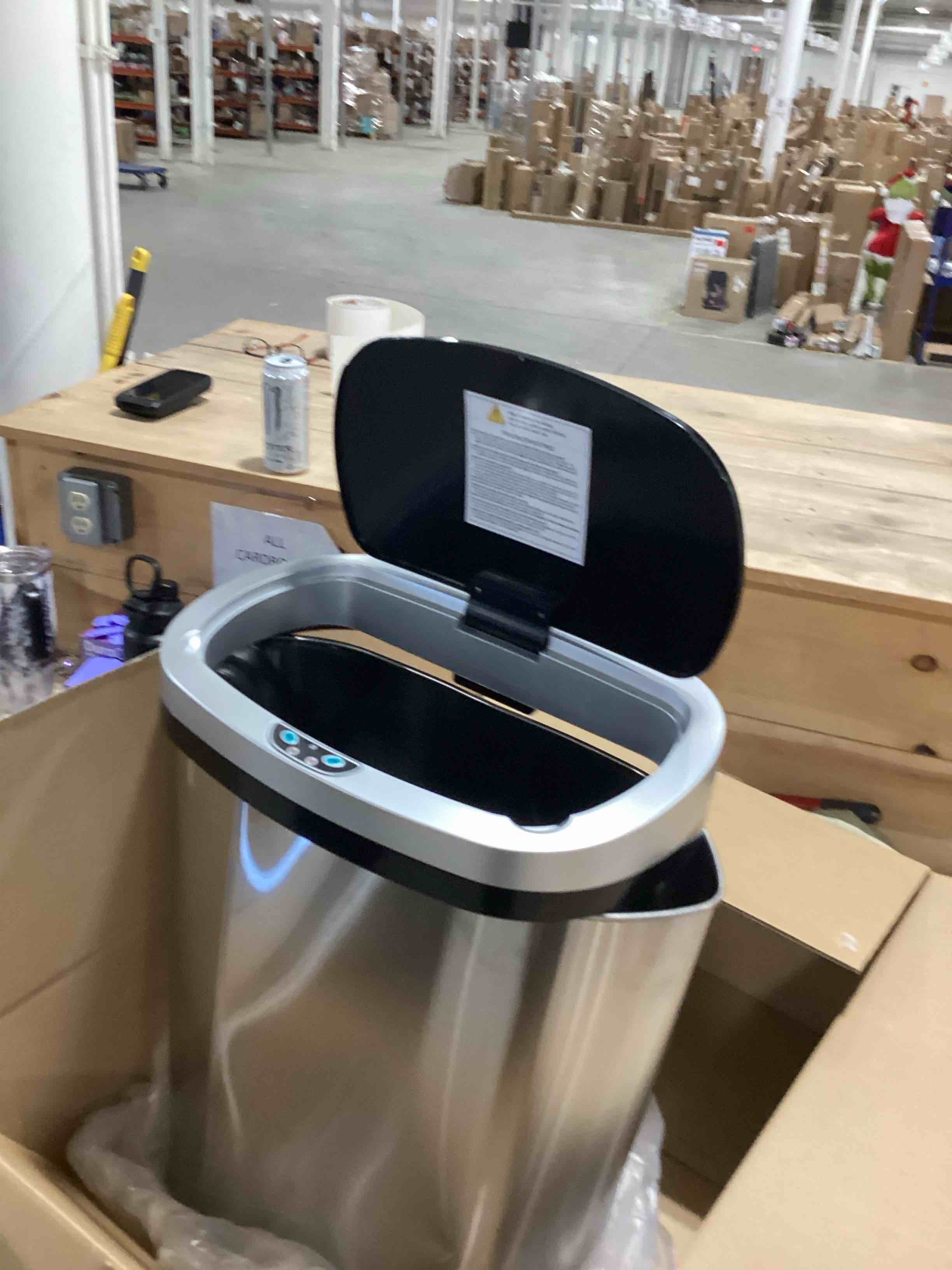 Kitchen Trash Can with Lid, 13 Gallon Automatic Garbage Can for Bathroom Bedroom Home Office 50 Liter Touch Free High-Capacity Brushed Stainless Steel Waste Bin