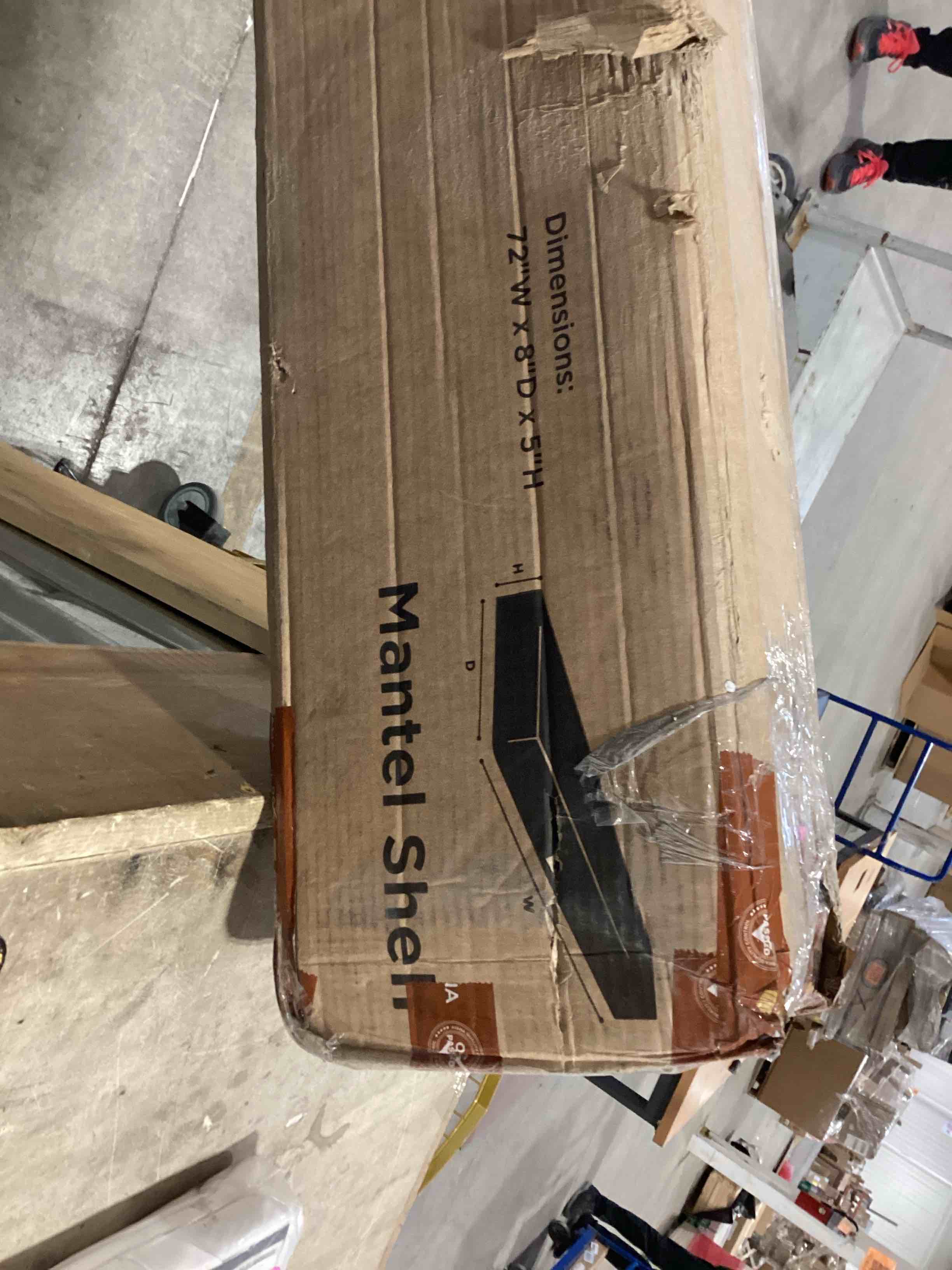 72x8x5 fireplace mantel - handcrafted hollow rustic solid wood wall mounted floating shelf with invisible heavy duty wood bracket (weathered brown)