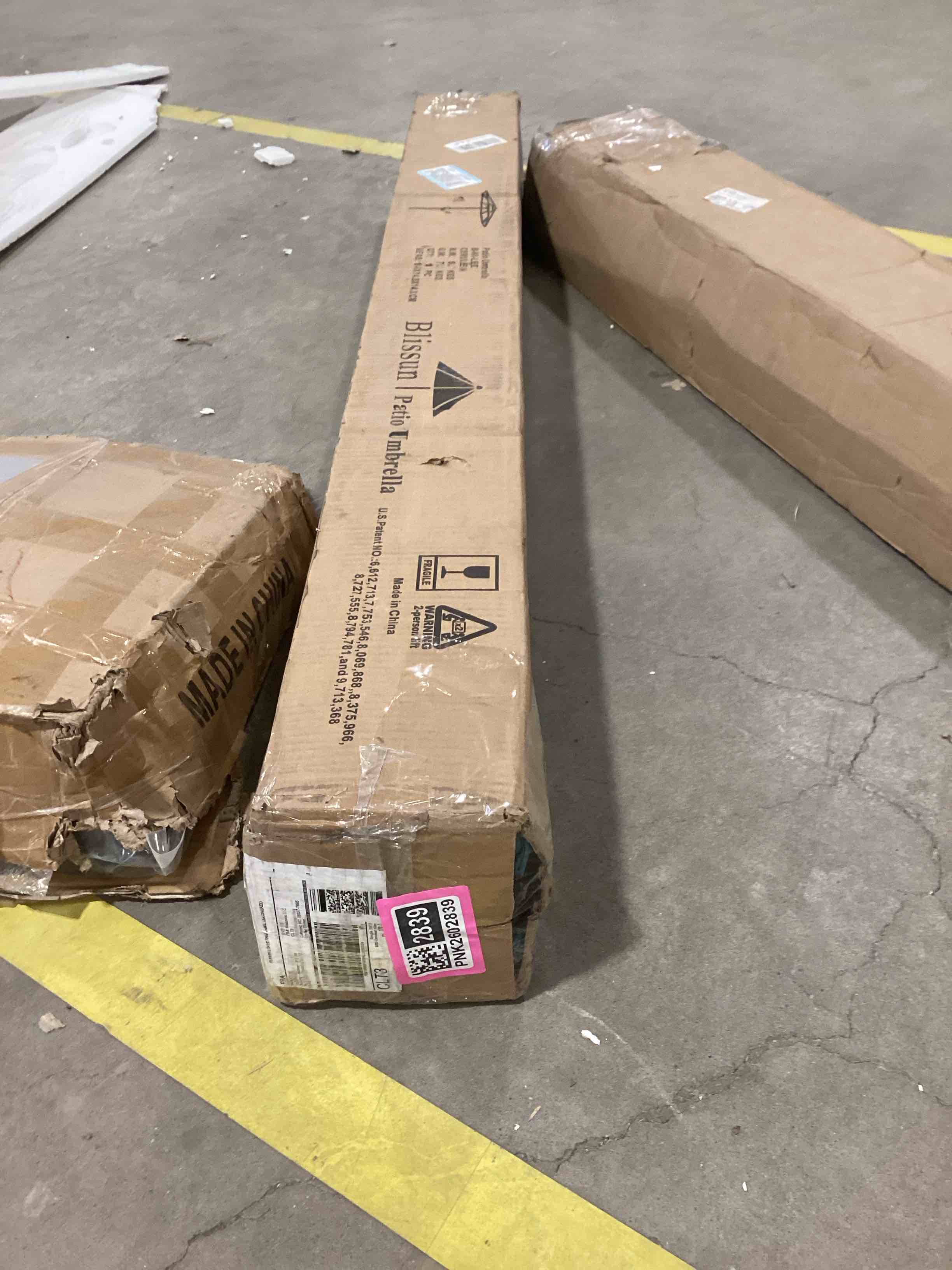 Condition photo showing Good Condition for Blissun 9 ft Solar Umbrella 32 LED Lighted Patio Umbrella Table Market Umbrella with Tilt and Crank Outdoor Umbrella for Garden, Deck, Backyard, Pool and Beach (Navy Blue)