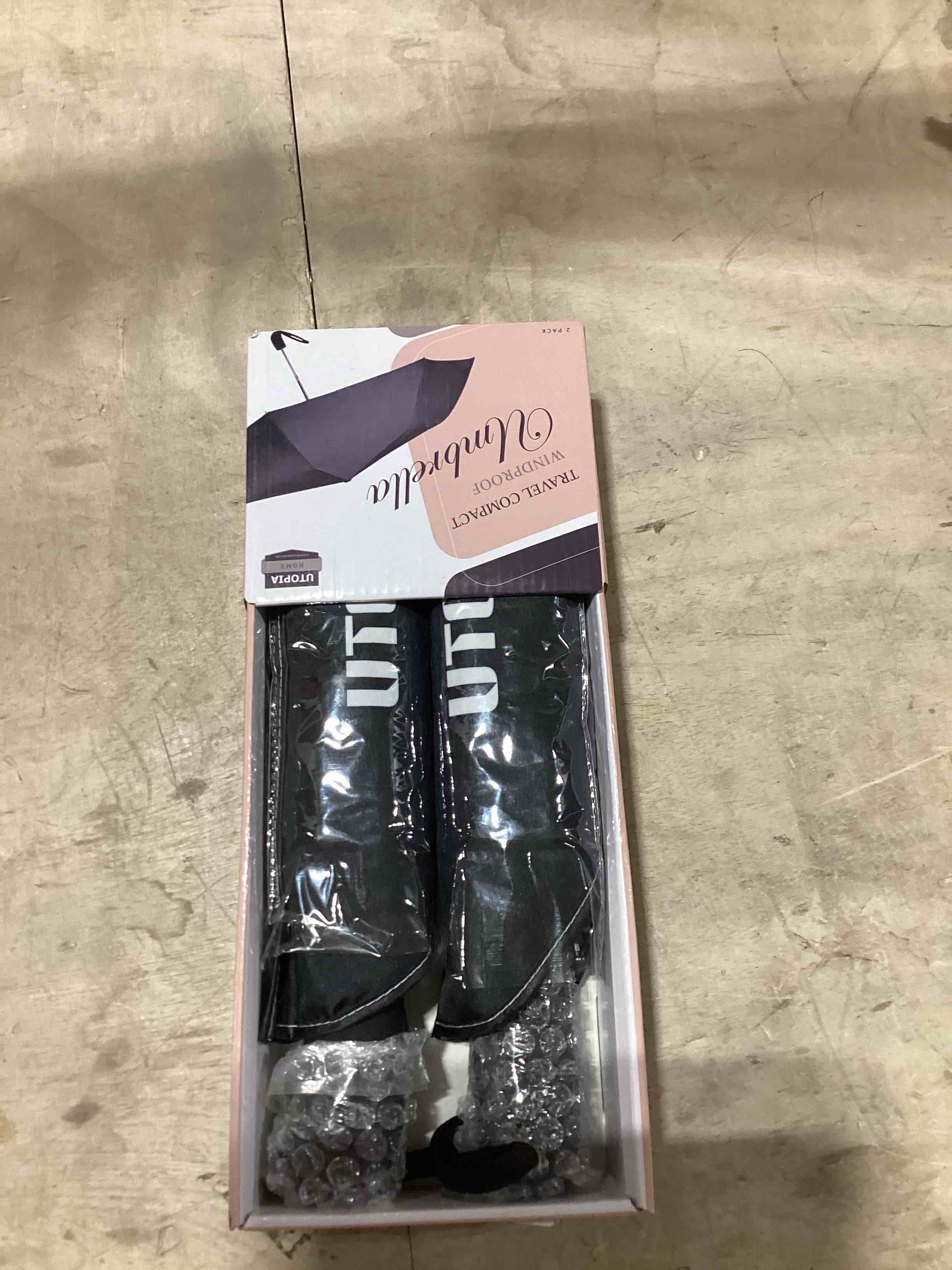 Condition photo showing New/Like New for TradMall 2 Pack Travel Umbrella, Double Vented Canopy Windproof Automatic Strong Compact Folding Umbrellas for Rain Women and Men