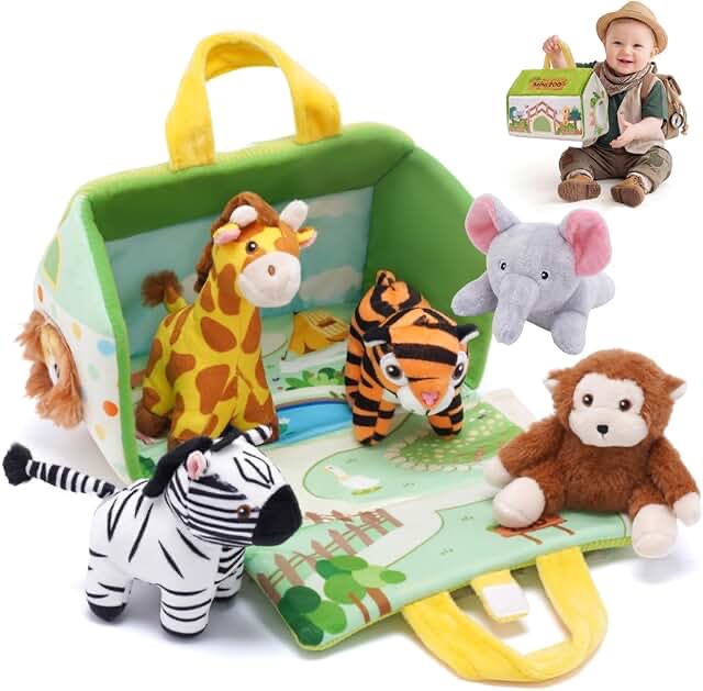 Condition photo showing New/Like New for OUOZZZ 1 2 3 Year Old Toys - Mini Zoo Stuffed Animals Set – Interactive Plush Toys for Babies & Toddlers, Travel-Friendly & Huggable, Portable Gift, Safe & Washable 9.8"