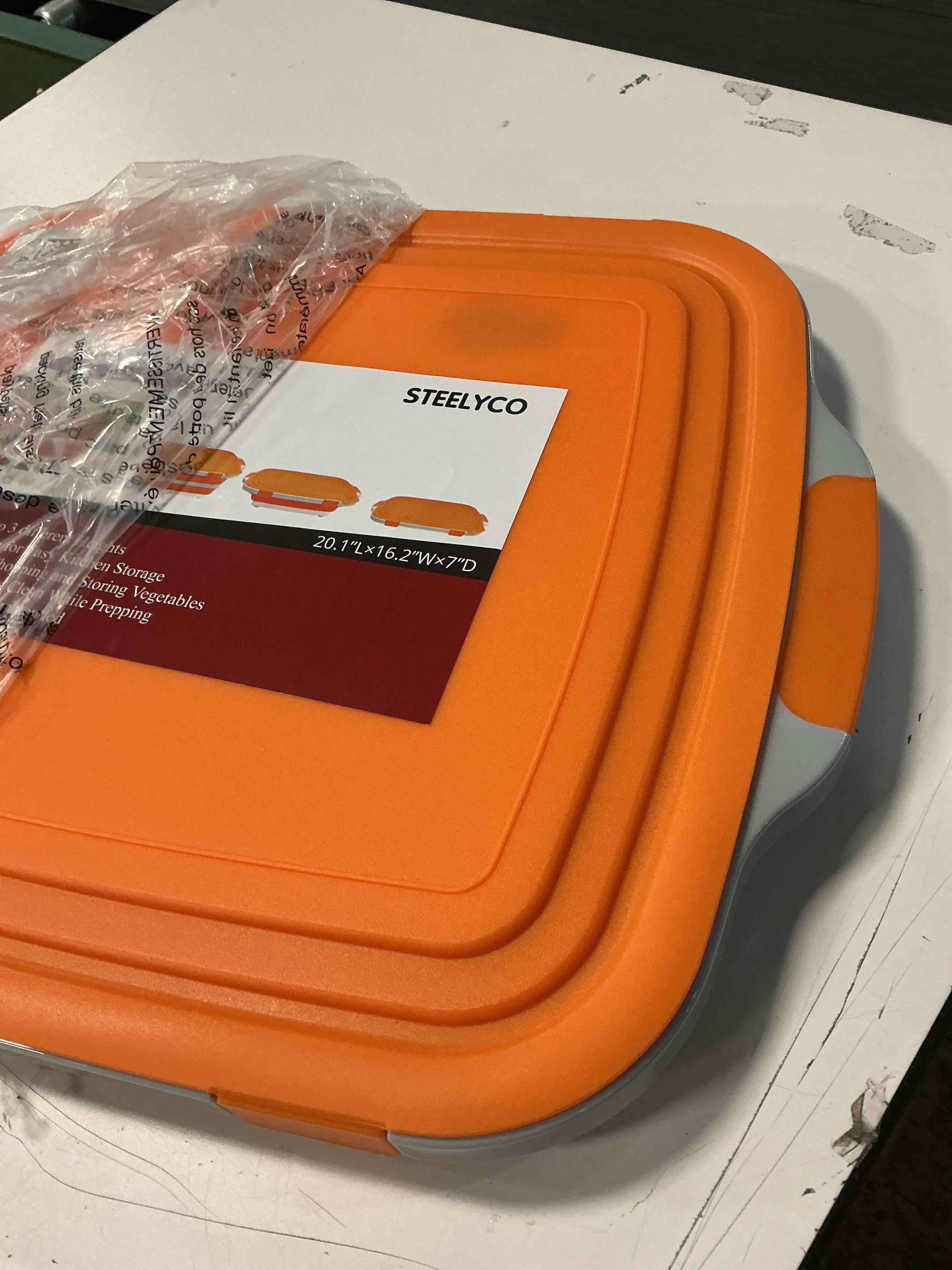 Condition photo showing As Is for 16L Collapsible BBQ Prep Tub(4.2 Gal) orange 
