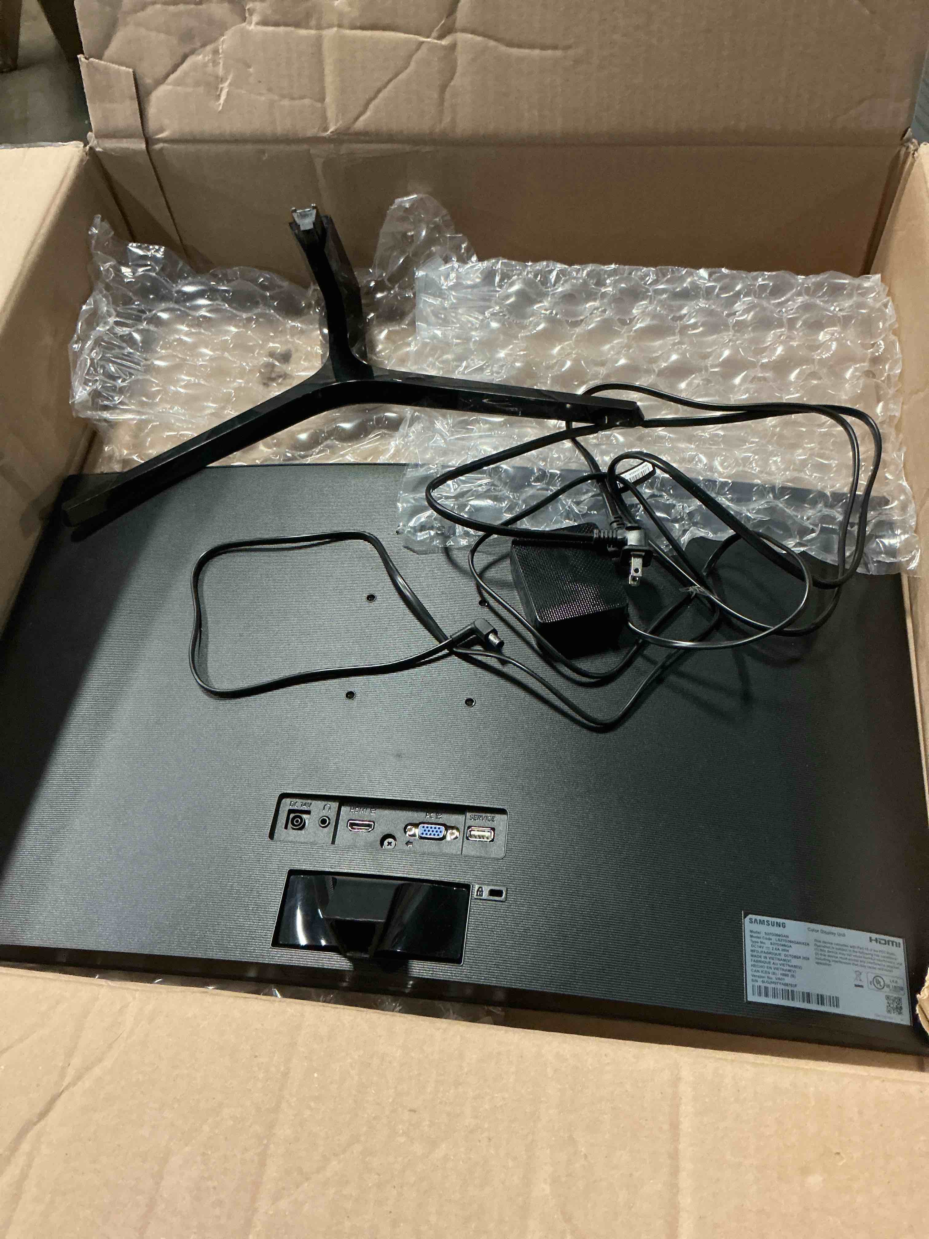 Condition photo showing Working Condition Verified for Samsung 27" Essential S3 (S36GD) Series FHD 1800R Curved Computer Monitor, 100Hz, Game Mode, Advanced Eye Comfort, HDMI and D-sub Ports, LS27D366GANXZA, 2024