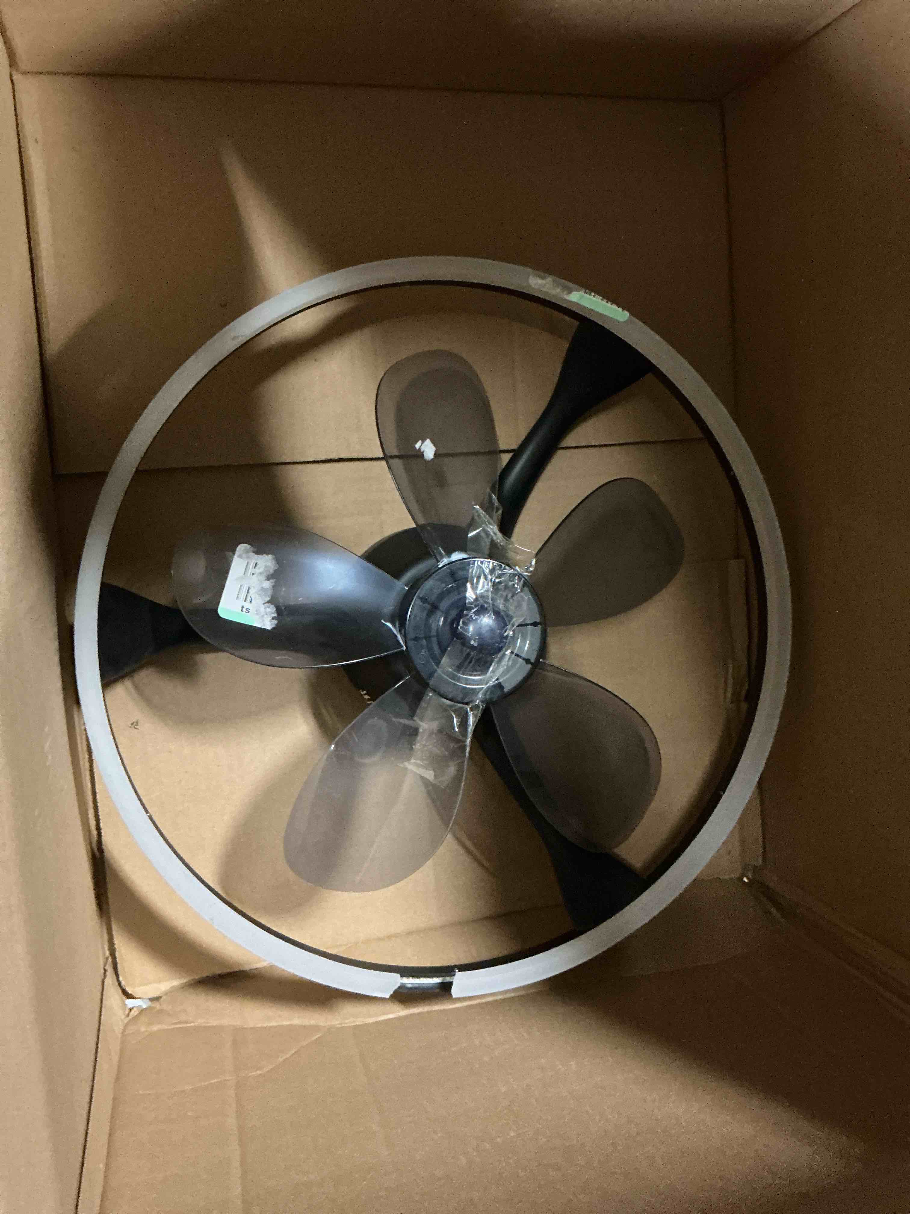 Condition photo showing As Is for Ceiling Fans with Lights and Remote, 20'' Flush Mount Ceiling Fan of 150° Ultra Wide, Low Profile Ceiling Fan with 6 Speeds, 3000-6500K Dimmable Led for Bedroom Livingroom, Black