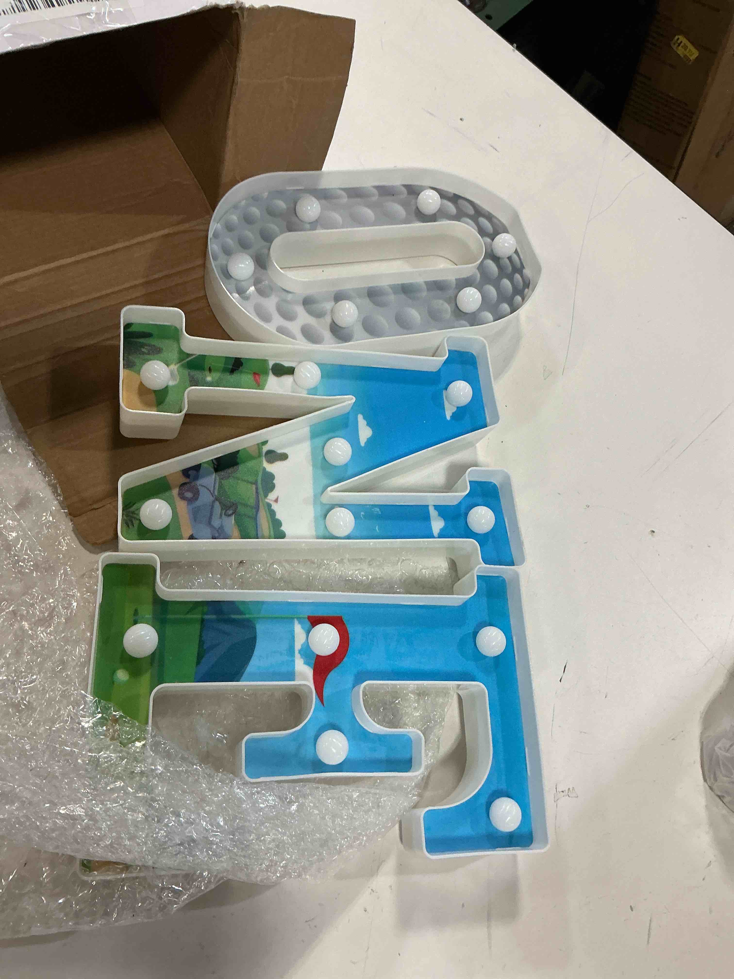 Condition photo showing Good Condition for Hole in One Birthday Decorations Golf One Letters Light Birthday Decorations Light up Letters for Centerpieces Table Backdrop 1 Year Old Golf Party Supplies Boy or Girl One Golf