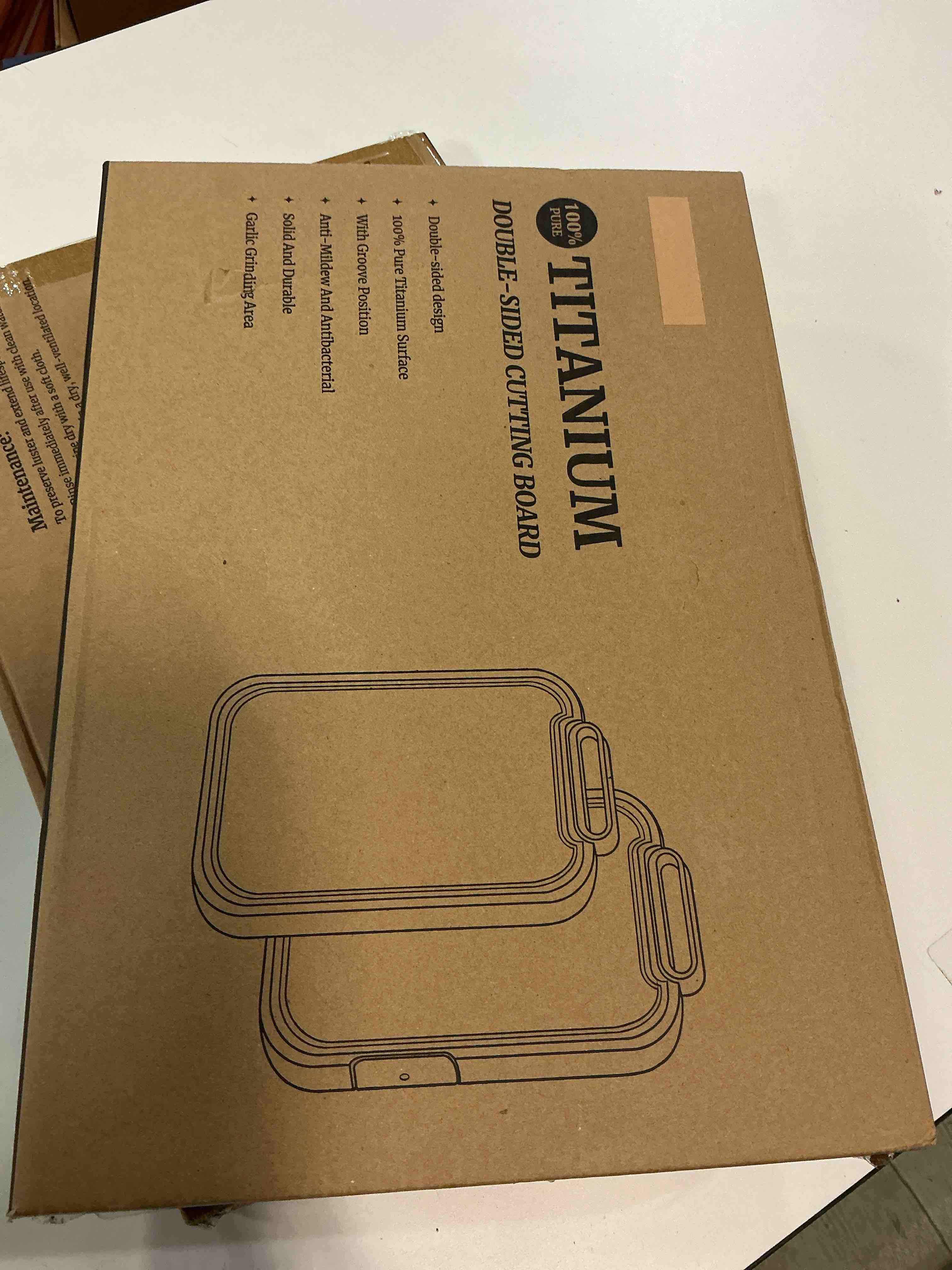 Condition photo showing New/Like New for Titanium Cutting Board for Kitchen, Cutting Boards Non Toxic Double Sided Metal Pure Titanium and Wheat Straw PP Chopping Board Food Grade Easy to Clean Large Size 16"*10"*0.9"(White)