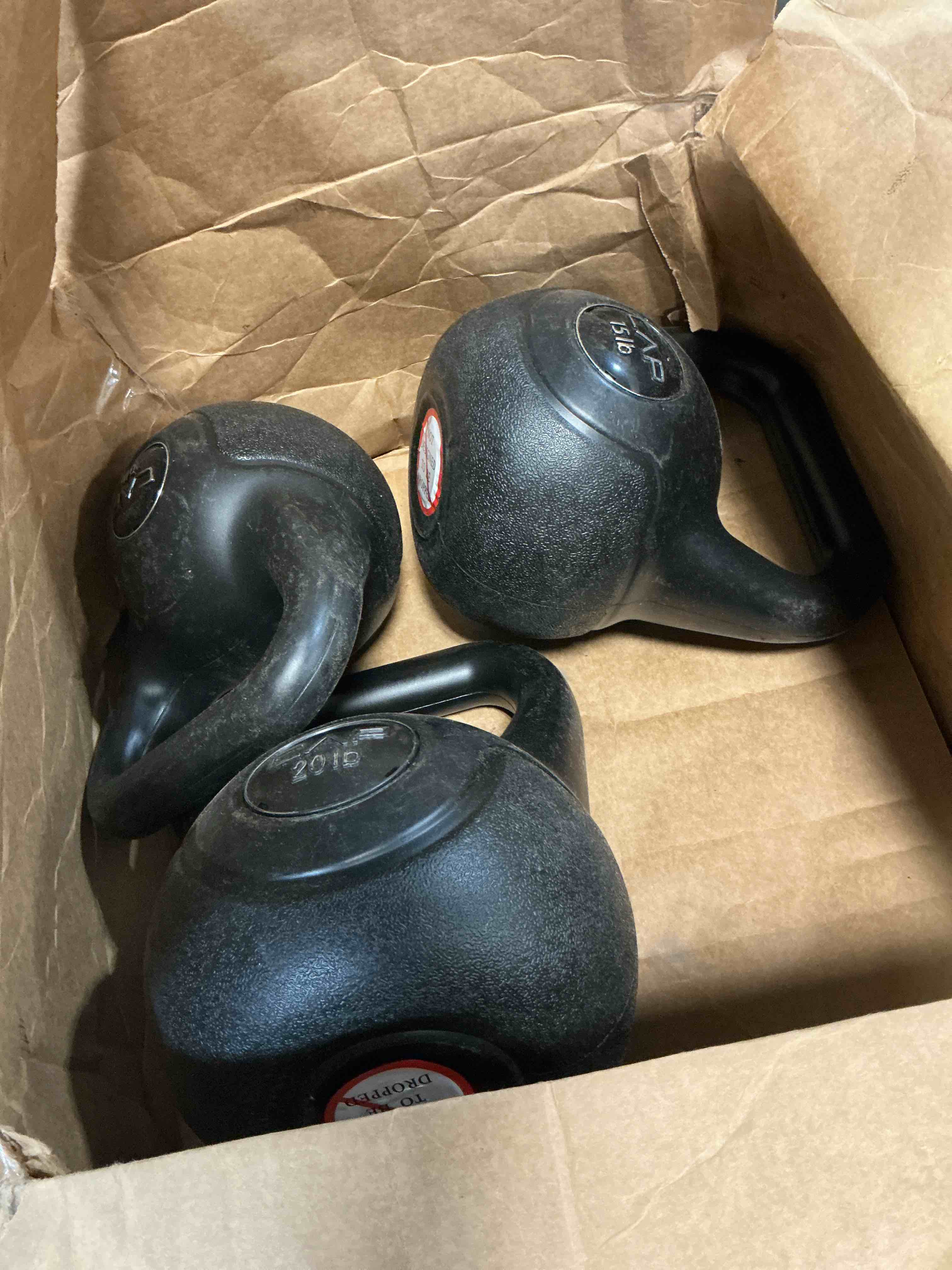 Condition photo showing Good Condition for CAP Barbell 45 LB Cement Kettlebell Set – 10 lb, 15 lb & 20 lb Vinyl-Coated Kettlebells for Strength Training, Cardio, Cross Training & Home Gym Workouts