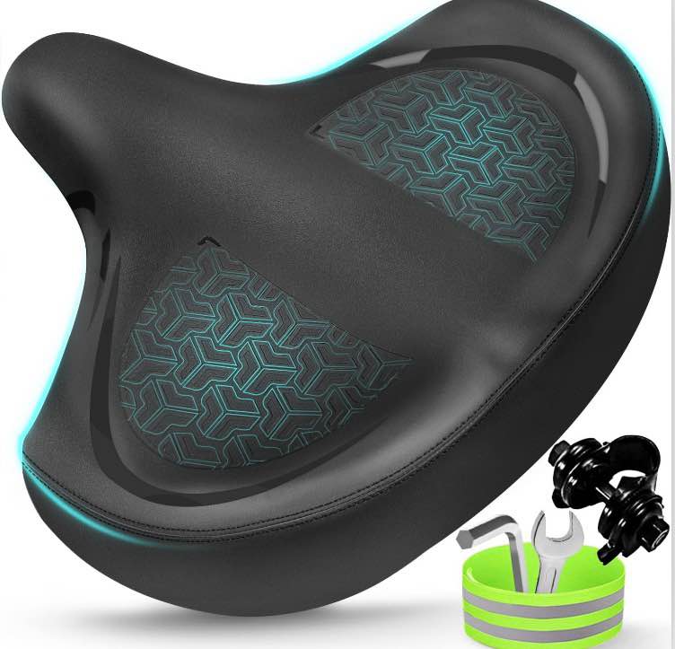Noseless Bike Seat Cushion for Men & Women - Extra Padding & Comfort Wide Bicycle Seat, Oversized Co