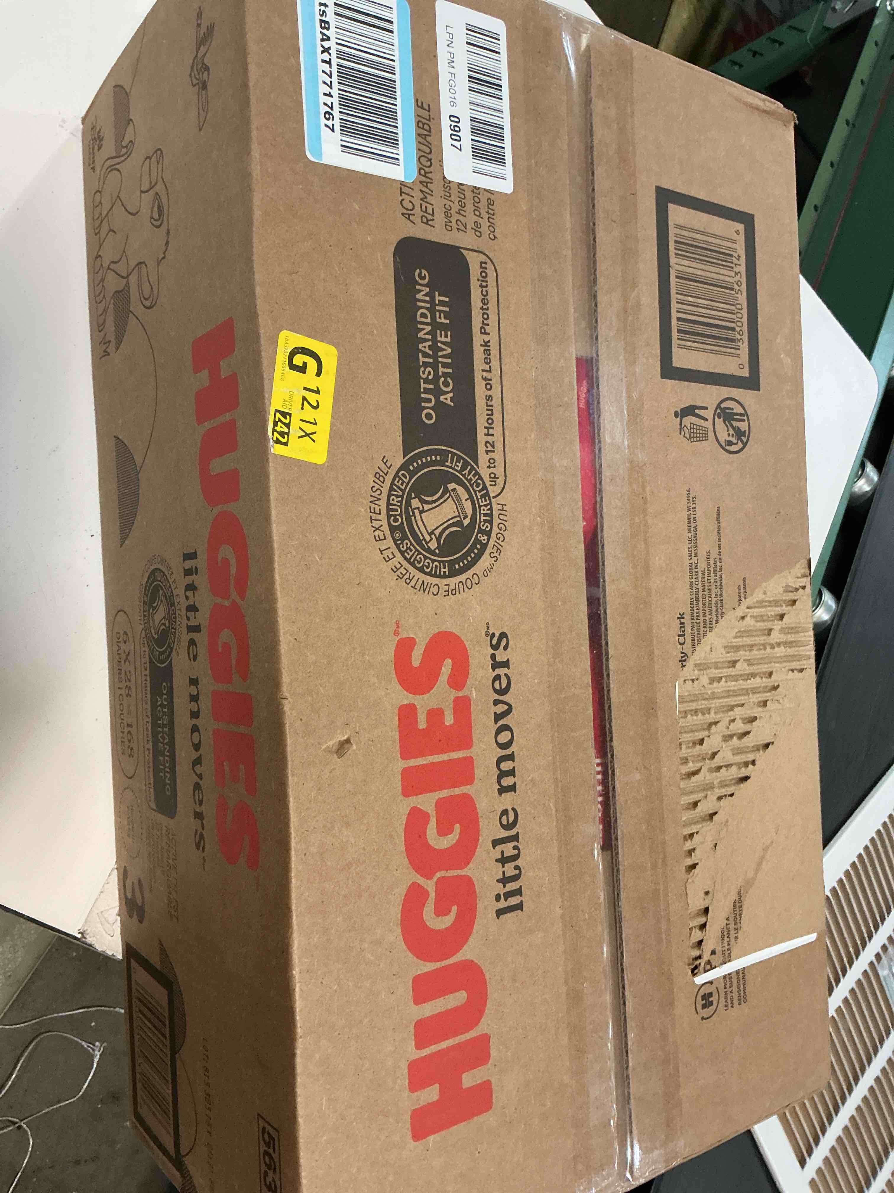 Condition photo showing New/Like New for Huggies Size 3 Diapers, Little Movers Baby Diapers, Size 3 (16-28 lbs), 168 Count (6 Packs of 28), Packaging May Vary