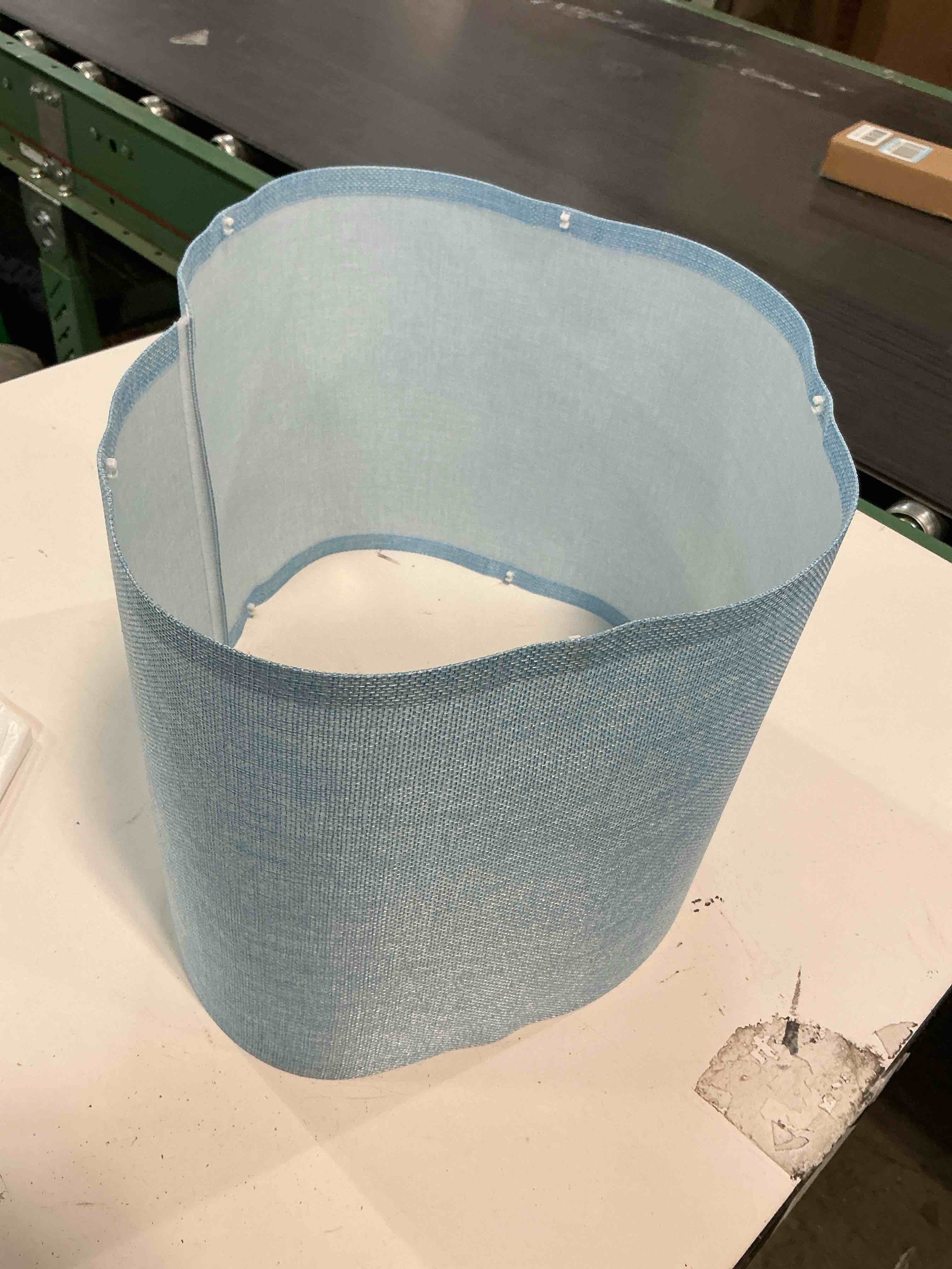 Condition photo showing As Is for (incomplete)Lamp Shades Set of 2, Drum Lampshade for Table Lamps Floor Lamp, 13" Top X 13" Bottom X 10" High Blue Large Line Fabric Lamp Shades, Easy Assembly Replacement Lampshades