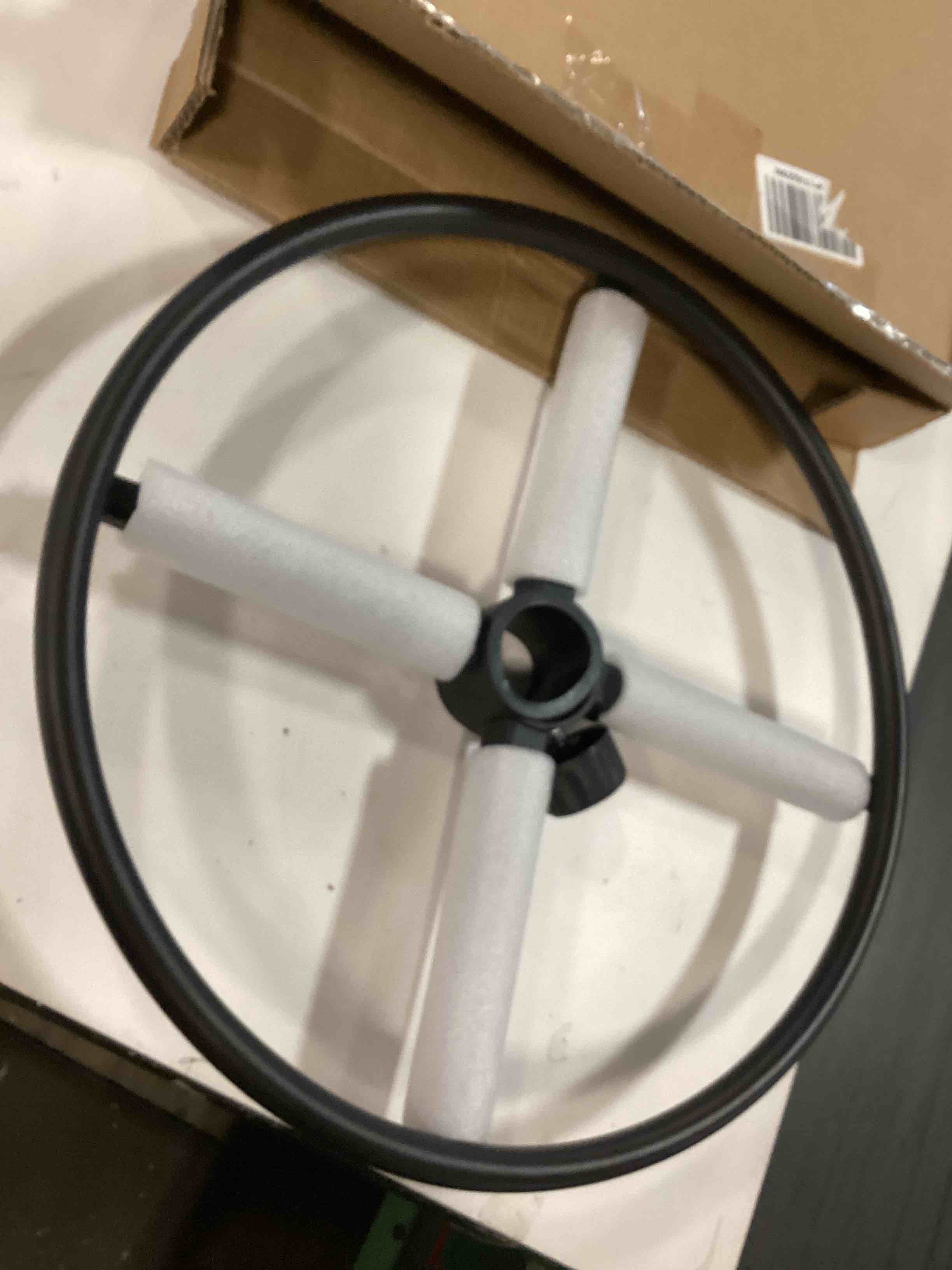 Condition photo showing Good Condition for Frassie 17.7 inch Metal Chrome Office Stool Foot Rest Ring, Black Studio Drafting Chair Footrest Ring (Black)