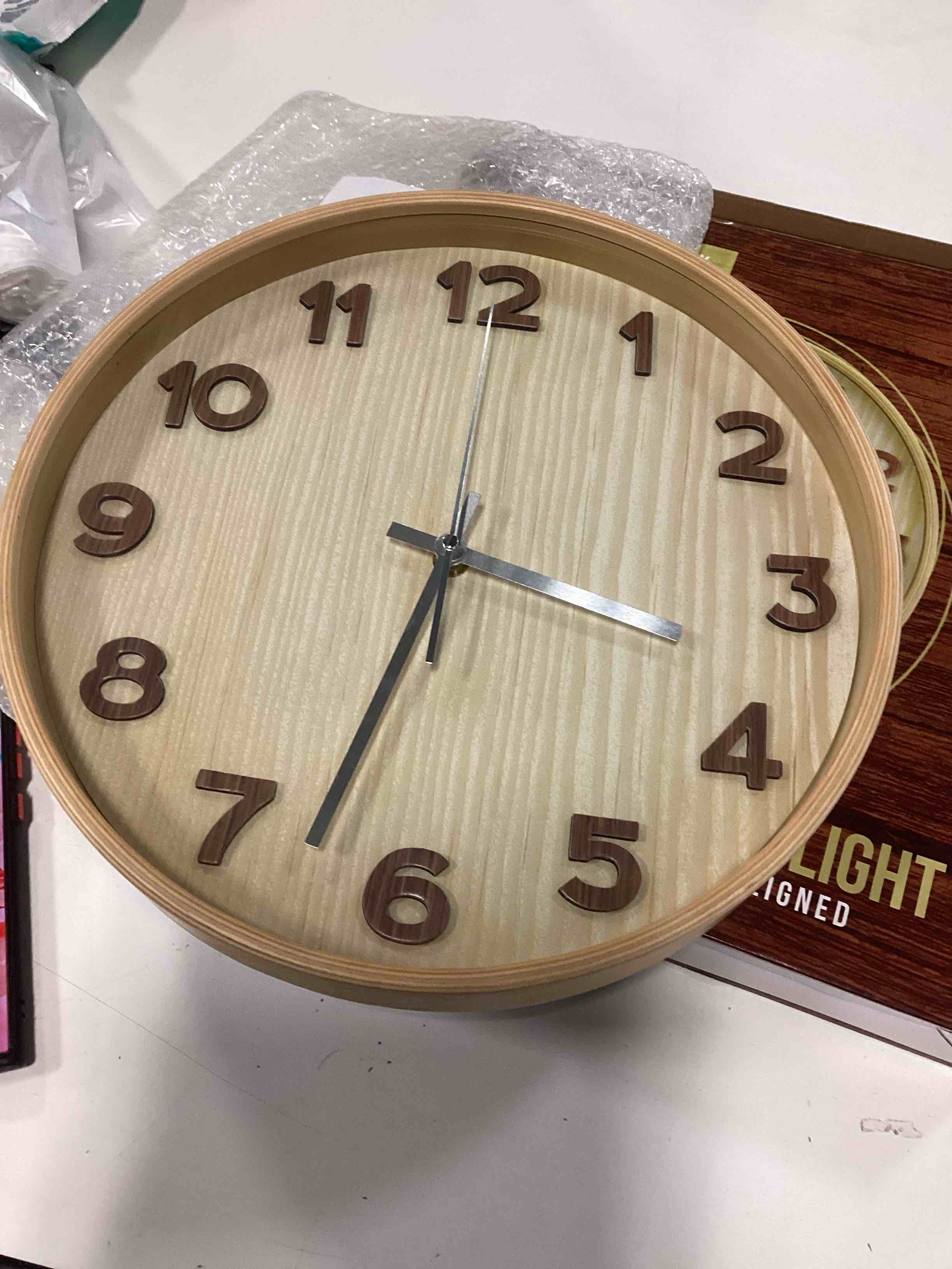Condition photo showing New/Like New for product similar to the photo references, BTZHY Wall Clock,Silent Wall Clock,Wooden Frame Home Wall Clock 11 Inch Creative Simple Silent Non-tick Quartz Clock