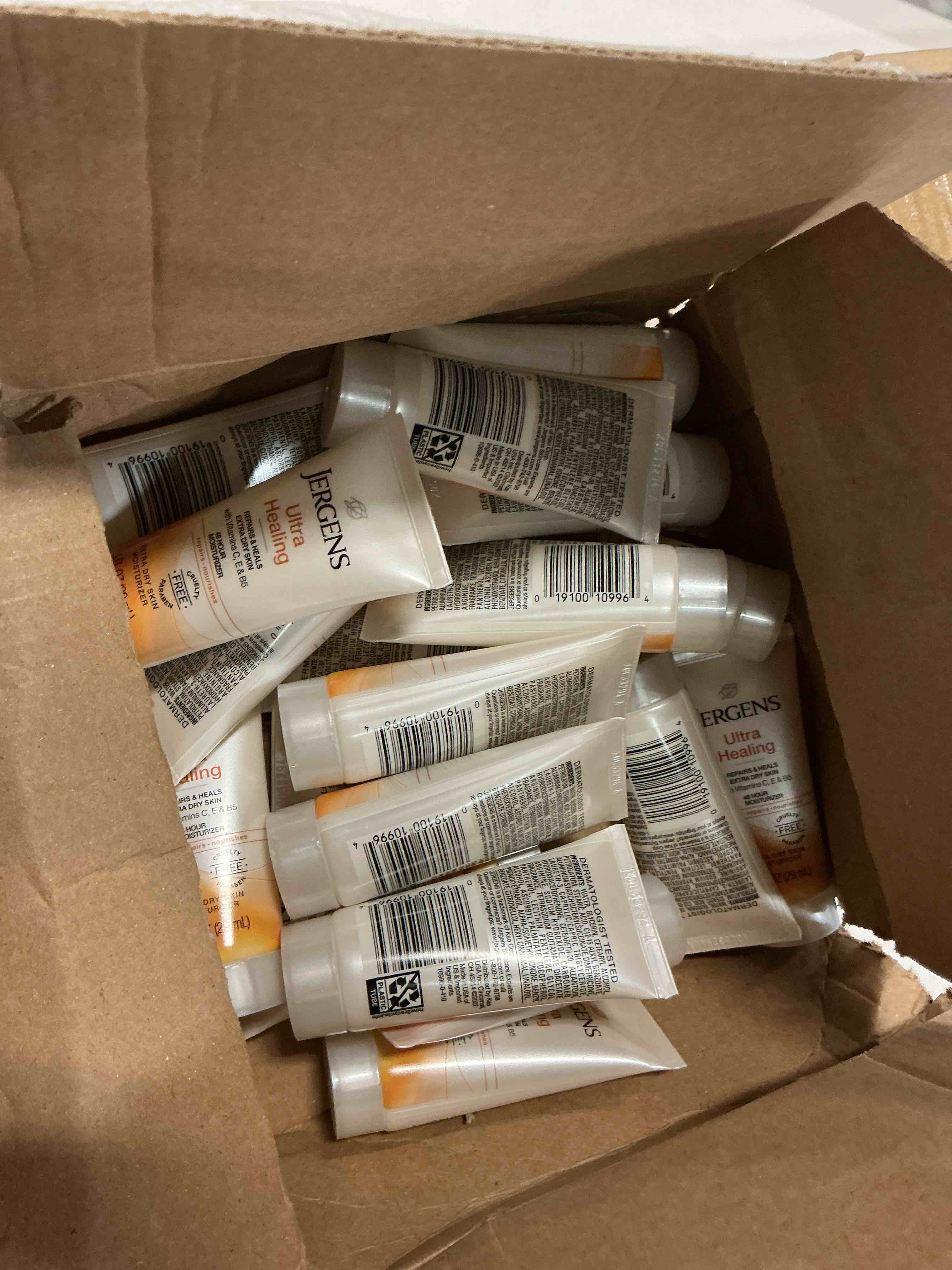 Condition photo showing As Is for ( incomplete)Jergens Ultra Healing Dry Skin Moisturizer, Travel Size Body and Hand Lotion, 1 Oz (Pack of 24)