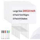 6 Pack 24 X 18 inches Large Blank Yard Signs with Stakes, White Garden Yard Signs Yard Sale Signs Corrugated Plastic Signs for Party Decorations,Garage Sale, Guidepost, Open House)