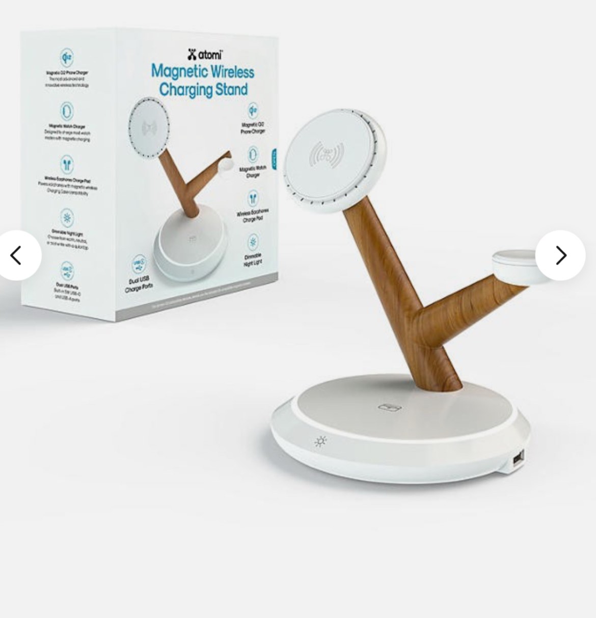 atomi at2519-qi2-charge stand qi2 magnetic wireless charging stand, white