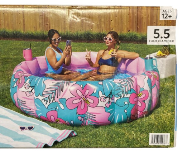 member's mark inflatable lounge pool with cup holders, tropical