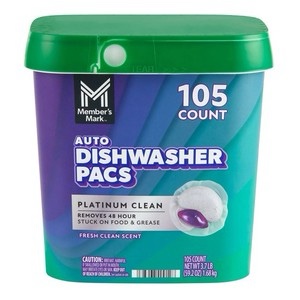 Member's Mark Platinum Clean Automatic Dishwasher Pacs, Fresh Clean, 105 Count