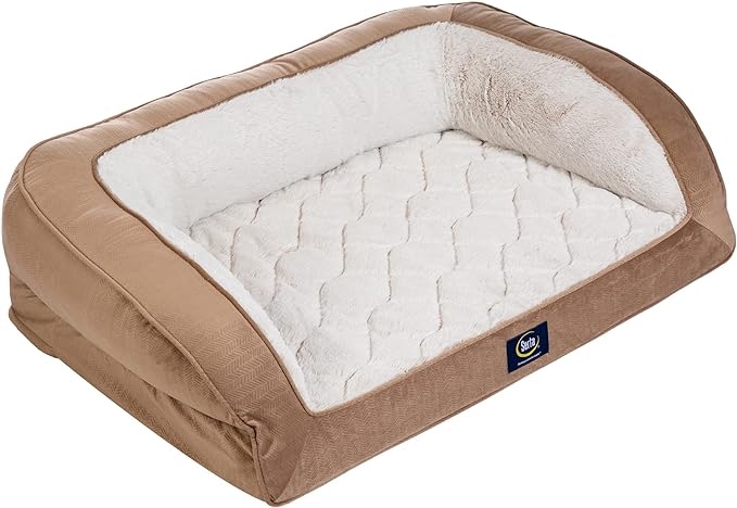 serta orthopedic quilted couch dog bed for pets – desert sand (large)