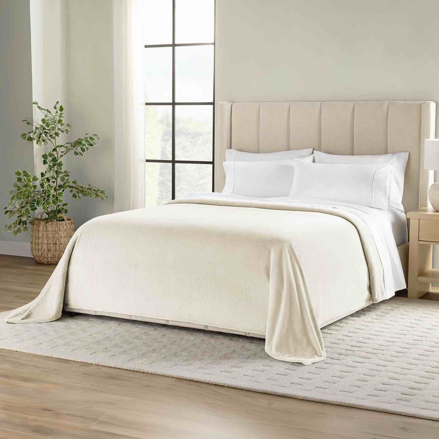 member's mark cloud touch oversized blanket, vanilla dream, ultra soft plush