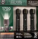 Member’s Mark 3PC 1700 Lumen Dual Power LED Flashlight Set - Rechargeable & AAA