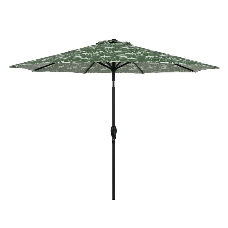 mainstays 9' monstera palm crank lift and 3 position tilt patio umbrella