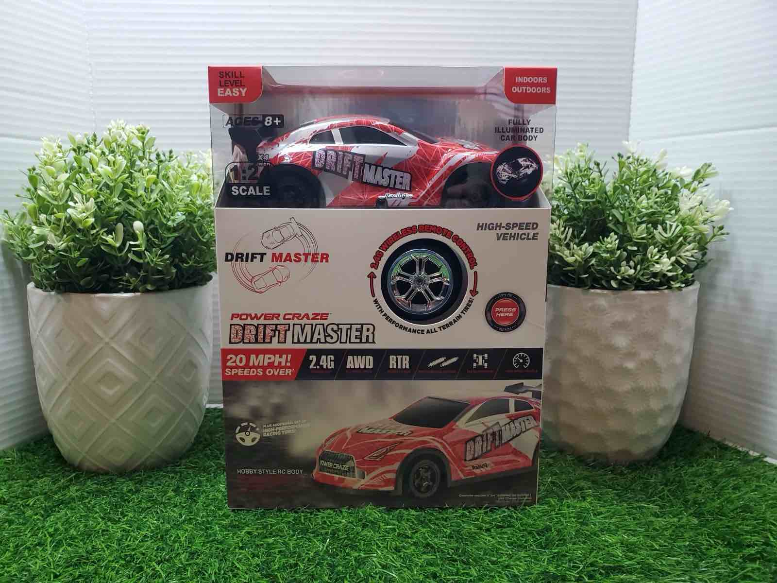 power craze drift master 1:24 scale drift remote control car with sounds red