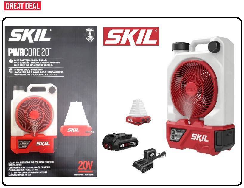 skil 20v 7 in. misting fan and collapsible lantern combo