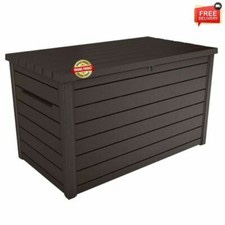 Keter 230 Gallon 870 Liter Wood-Look Outdoor Storage Deck Box for All-Weather Grey 870-L 